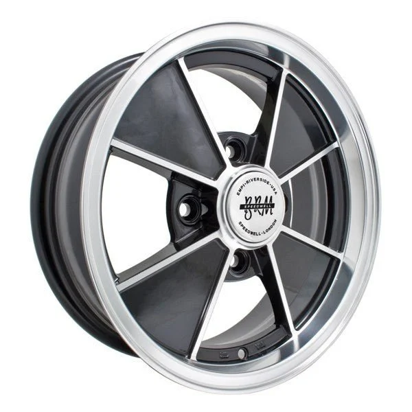 15" X 4-1/2" Vw Bug 4 Lug Black Empi BRM Wheel Includes Cap-Valve Stem