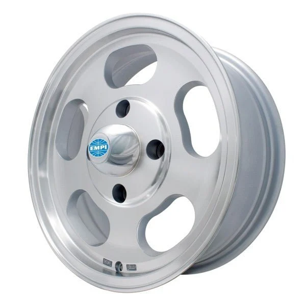15" X 5-1/2" Vw Bug 4 Lug Machine Finish Empi Dish Wheel Includes Cap-Valve Stem