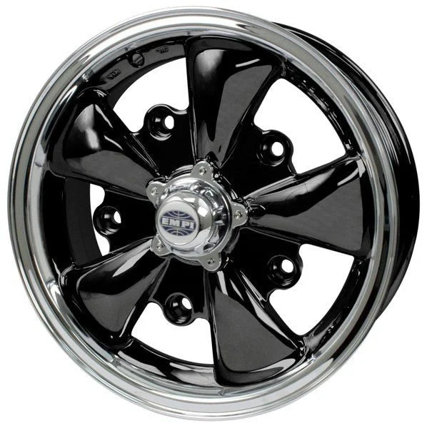 15" X 5-1/2" Vw Bug 5 Lug Black Empi 5 Spoke Wheel Includes Cap-Valve Stem