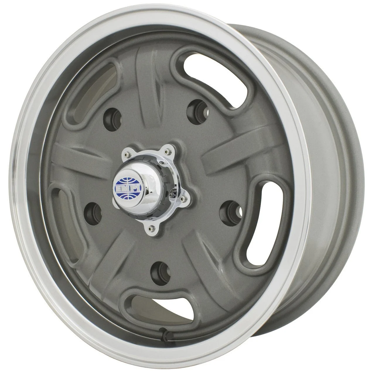 15" X 5-1/2" Vw Bug 5 Lug Gun Metal Grey Empi Corsa Wheel Include Cap-Valve Stem