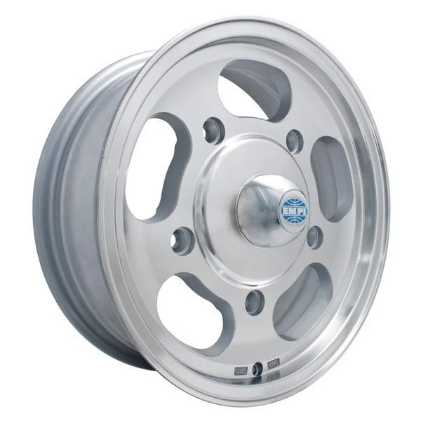 15" X 5-1/2" Vw Bug 5 Lug Machine Finish Empi Dish Wheel Includes Cap-Valve Stem