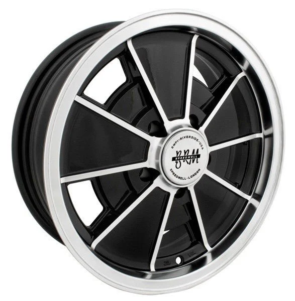 15" X 5-1/2" Vw Bus 5 Lug Black Empi BRM Wheel Includes Cap-Valve Stem