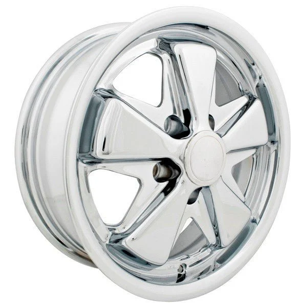 15" X 5-1/2" Vw Bus 5 Lug Chrome Empi 911 Alloy Includes Cap-Valve Stem