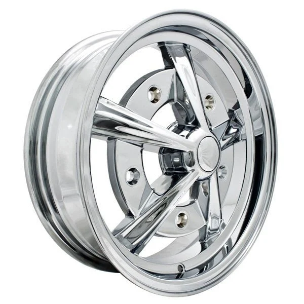 15" X 5" Vw Bug 5 Lug Chrome Raider Wheel Includes Cap-Valve Stem