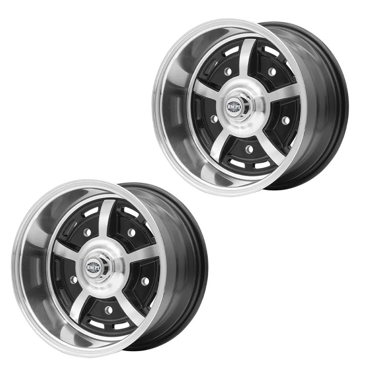 15" X 8" Vw Bug 5 Lug Black Empi Sprint Star Wheel Includes Cap-Valve Stem, Pair