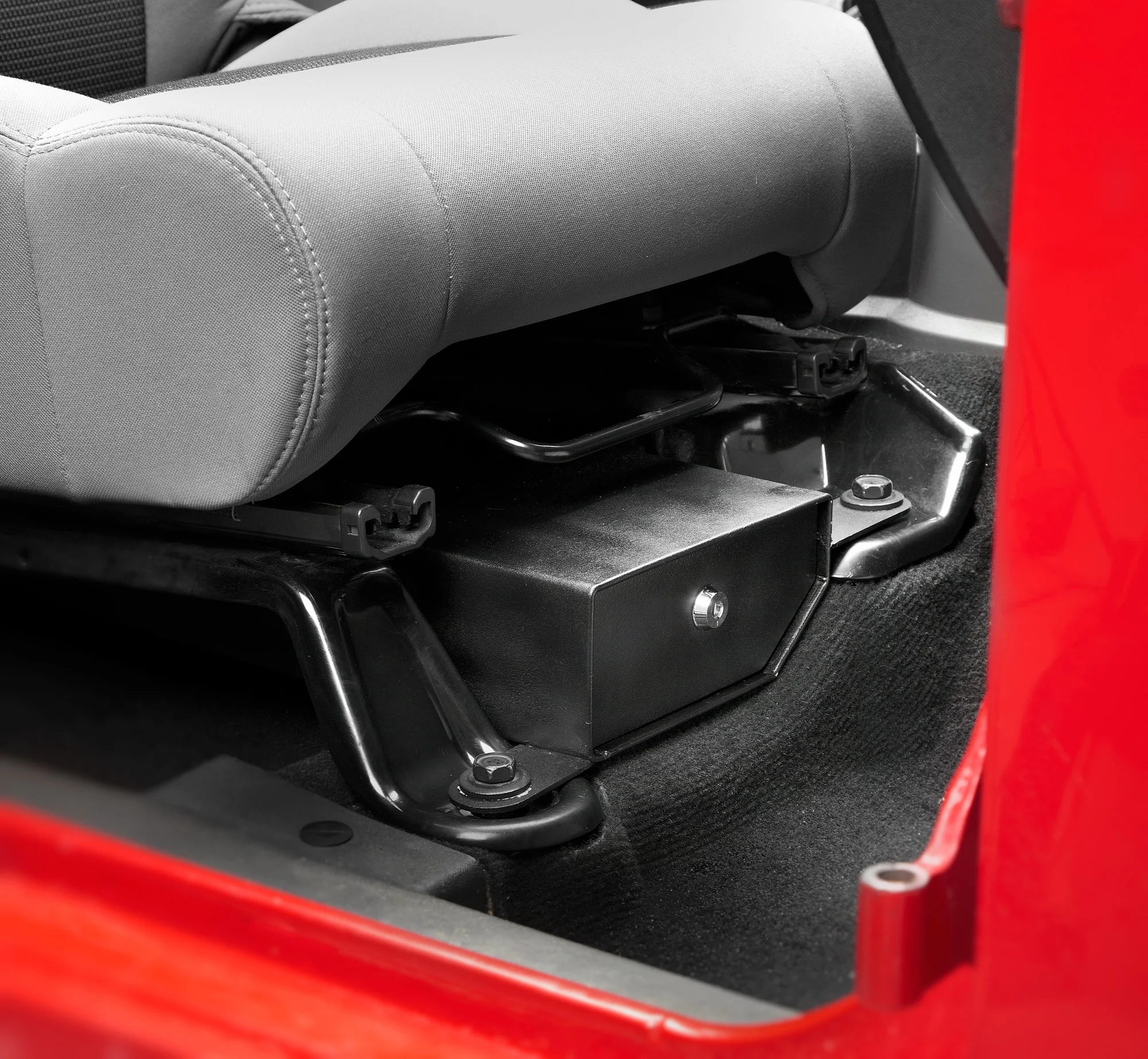 Bestop 42642-01 Locking Under Seat Storage Box in Textured Black for 07-10 Jeep Wrangler & 07-18 Wrangler Unlimited JK Passenger Side