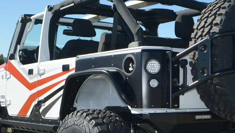 Poison Spyder 1705010P1 Standard Width Steel Rear Crusher Flares in SpyderShell Armor Coat for 07-18 Jeep Wrangler JK