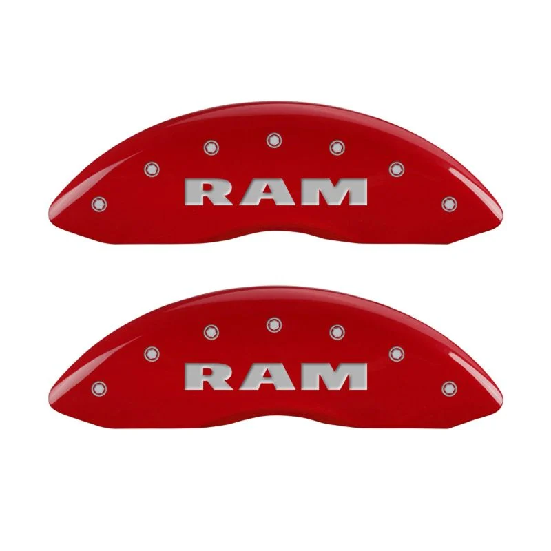 MGP 4 Caliper Covers Engraved Front & Rear RAM Red finish silver ch