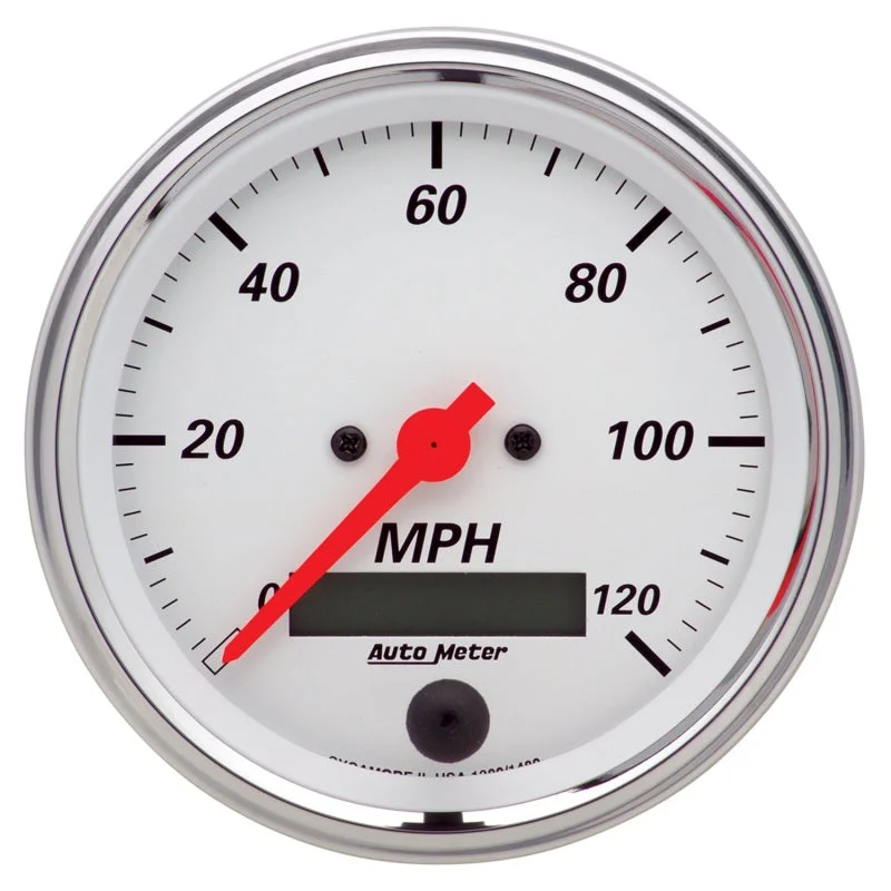 Autometer Arctic White 3 3/8in 0-120 MPH Electronic Speedometer w/ LCD ODO Gauge