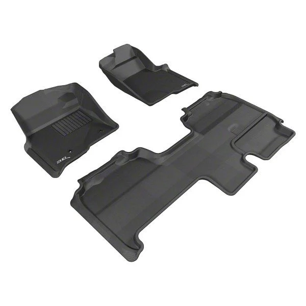 3D MAXpider KAGU Series All-Weather Custom Fit Front and Rear Floor Liners; Black (10-14 F-150 SuperCab w/ Dual Floor Posts)