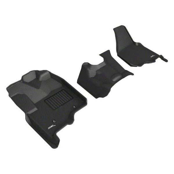 3D MAXpider KAGU Series All-Weather Custom Fit Front and Rear Floor Liners; Black (12-16 F-250 Super Duty SuperCab w/ Front Bench Seat)