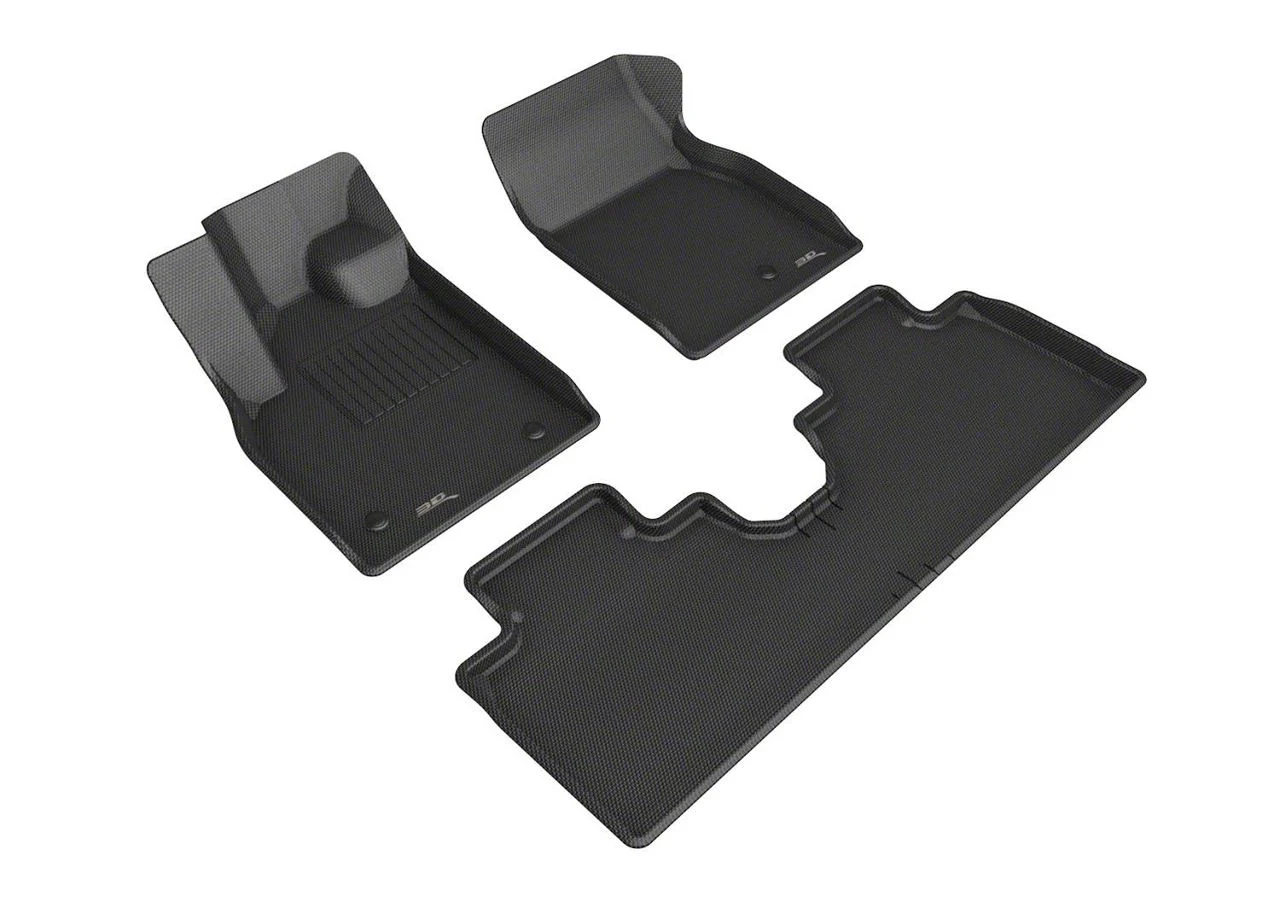 3D MAXpider KAGU Series All-Weather Custom Fit Front and Rear Floor Liners; Black (21-26 Mustang Mach-E)