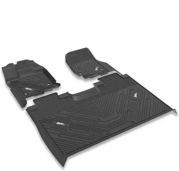 3W All Weather Front and Rear Floor Liners; Black (15-26 F-150 SuperCrew)