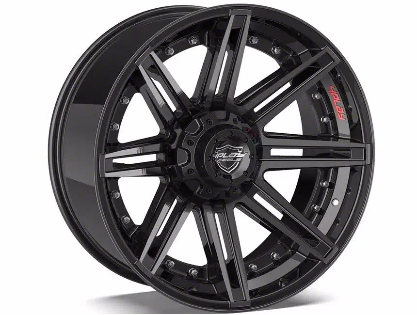 4Play 4P08 Gloss Black with Brushed Face 8-Lug Wheel; 22x12; -44mm Offset (11-14 Sierra 3500 HD SRW)