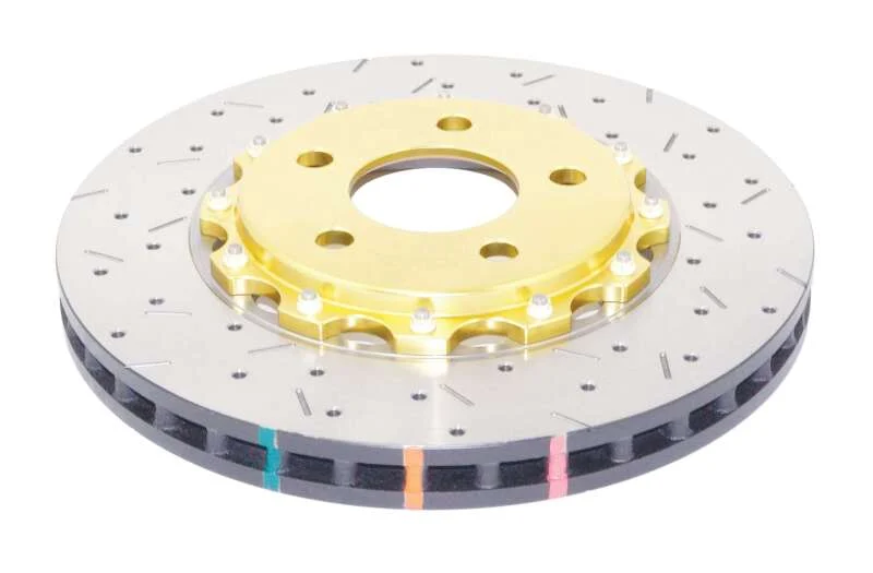 DBA 05-10 Ford Mustang GT / 11-13 V6 Front Drilled & Slotted 5000 Series 2 Piece Rotor w/ Gold Hat
