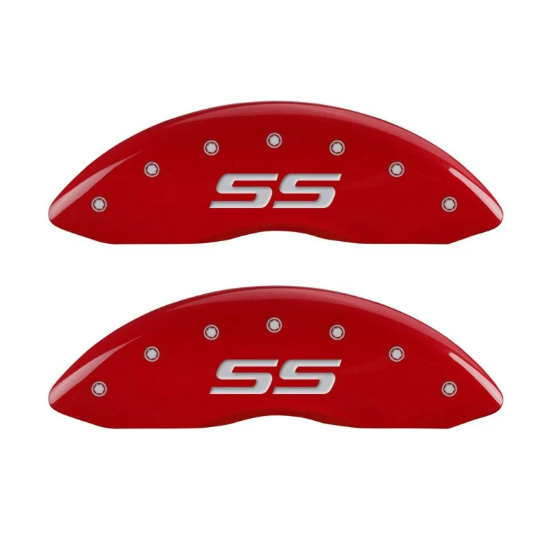 MGP 4 Caliper Covers Engraved Front & Rear Monte Carlo style/SS Red finish silver ch