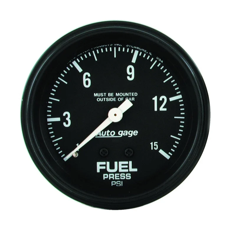 AutoMeter Gauge Fuel Pressure 2-5/8in. 0-15PSI Mechanical Black Autogage