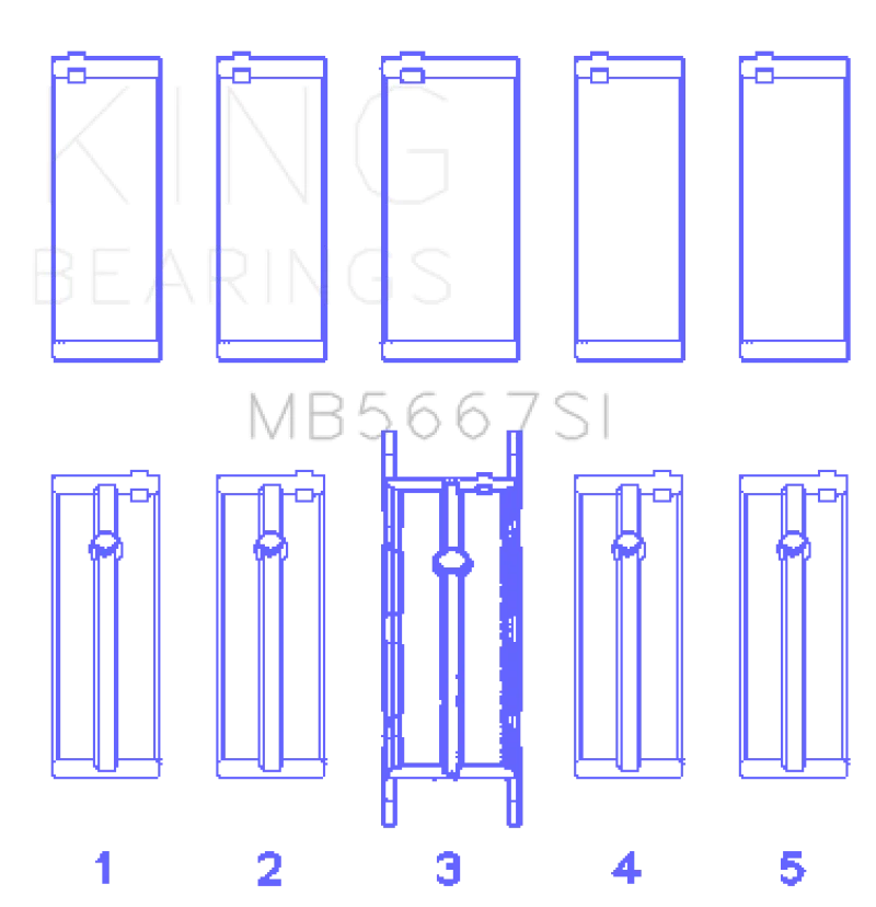 King Mini W10B16A/W11B16A (Size 0.5) Silicon Bi-Metal Aluminum Main Bearing Set