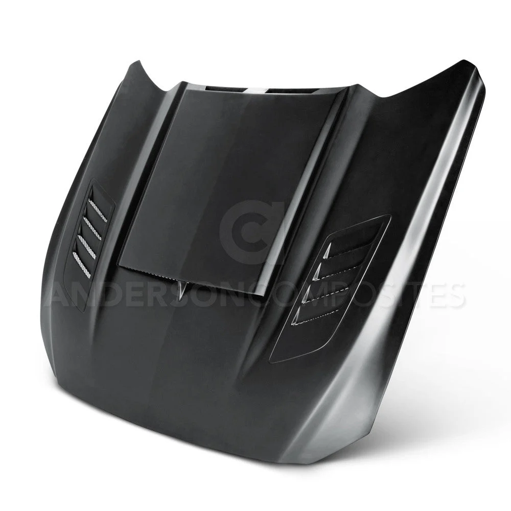 2015-2017 Ford Mustang RAM AIR Fiberglass Hood - Anderson Composites - AC-HD15FDMU-AB-GF