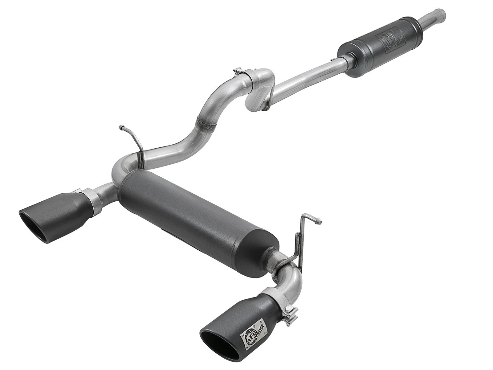 aFe Power 49-38066-B Rebel Series 2.5" 304 Stainless Steel Cat Back Exhaust System in Black for 18-21 Jeep Wrangler JL Unlimited