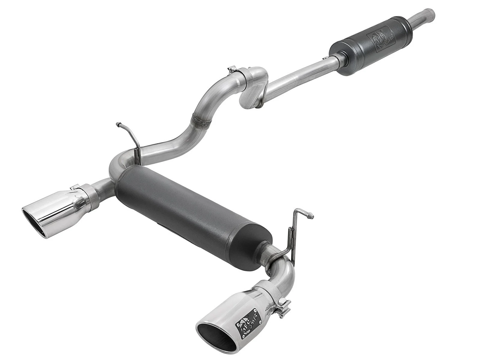 aFe Power 49-38066-P Rebel Series 2.5" 304 Stainless Steel Cat Back Exhaust System in Polished for 18-21 Jeep Wrangler JL Unlimited