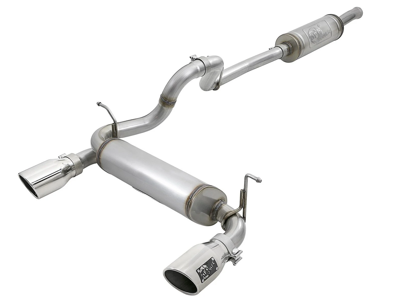 aFe Power 49-48066-P Rebel Series 2.5" 409 Stainless Steel Cat Back Exhaust System in Polished for 18-21 Jeep Wrangler JL Unlimited