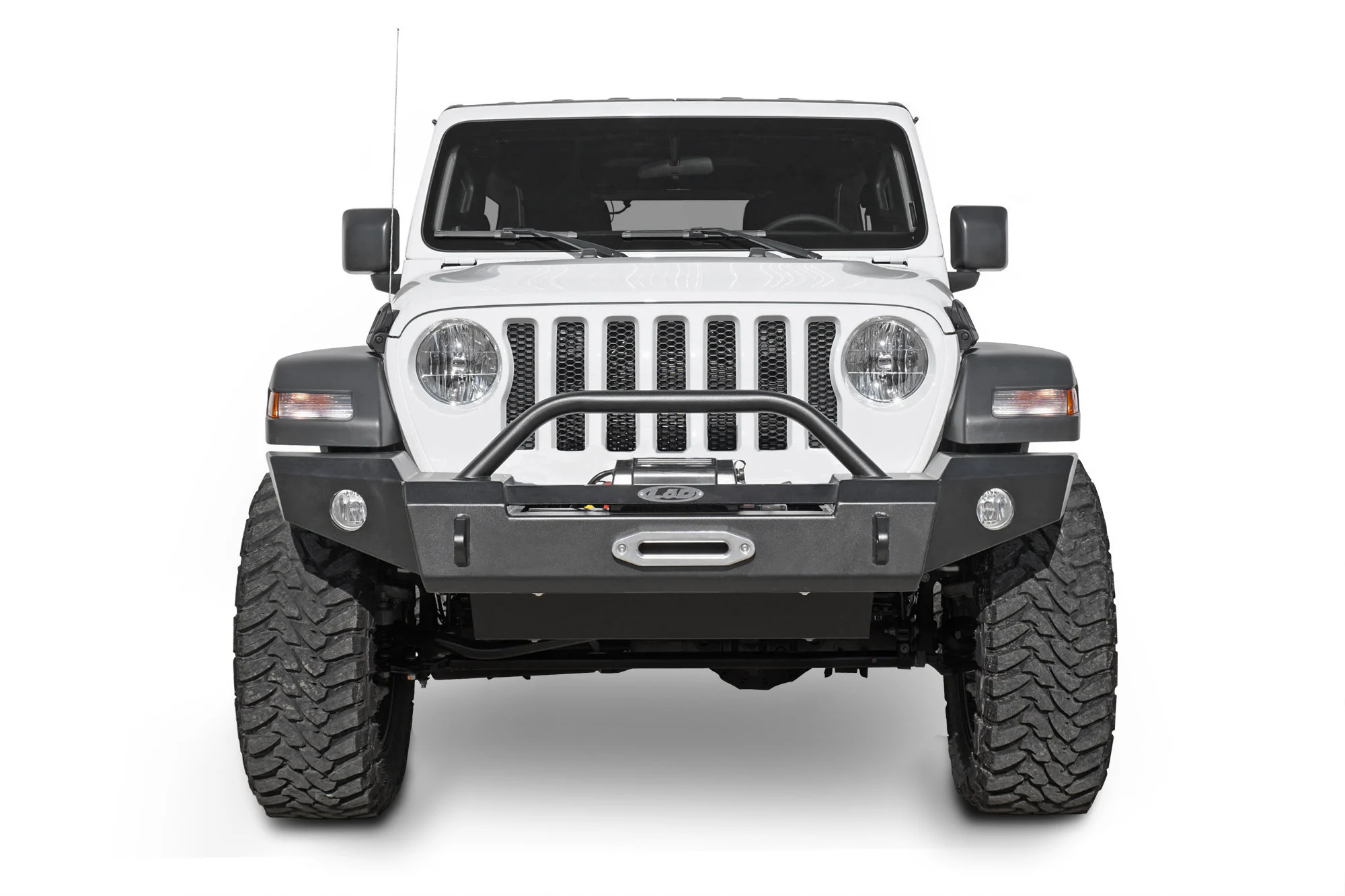 LoD Offroad  Signature Series Full-Width Front Bumper with Bull Bar and D-Ring Tabs for 18-20 Jeep Wrangler JL & Gladiator JT for 18-26 Jeep Wrangler JL & Gladiator JT with a Standard Winch