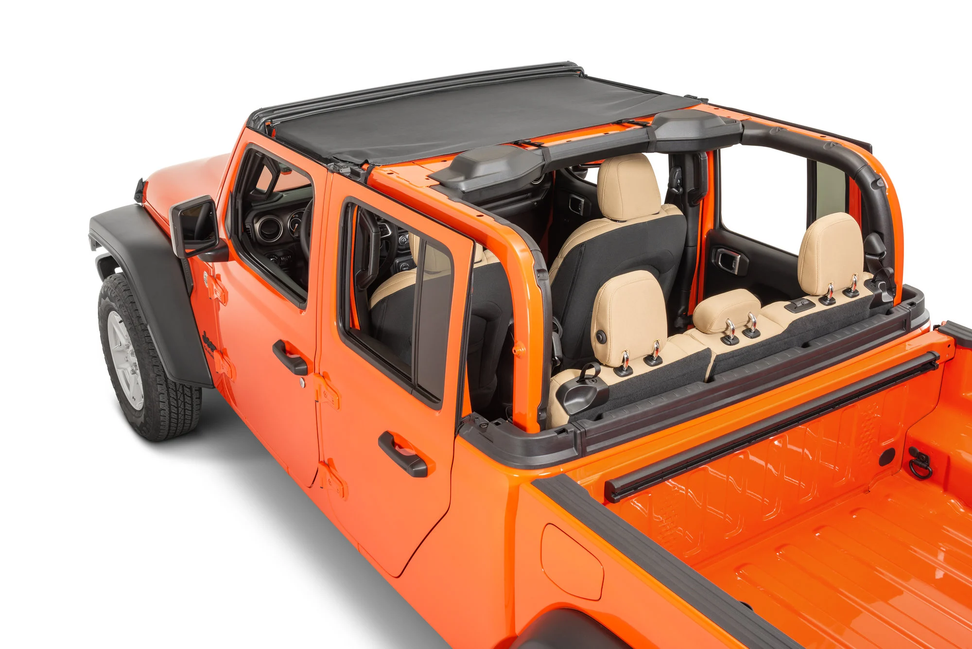 MasterTop  Bimini Summer Top for 18-23 Jeep Wrangler JL & Gladiator JT in Black Diamond Fabric for 18-23 Jeep Wrangler JL & Gladiator JT