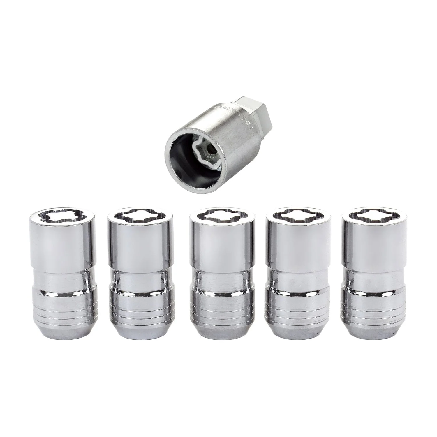 McGard  Wheel Lock Set with Key for Jeep CJ & Wrangler Tuner 4 Piece in 22mm Hex Drive & Chrome Finish for Jeep CJ & Wrangler