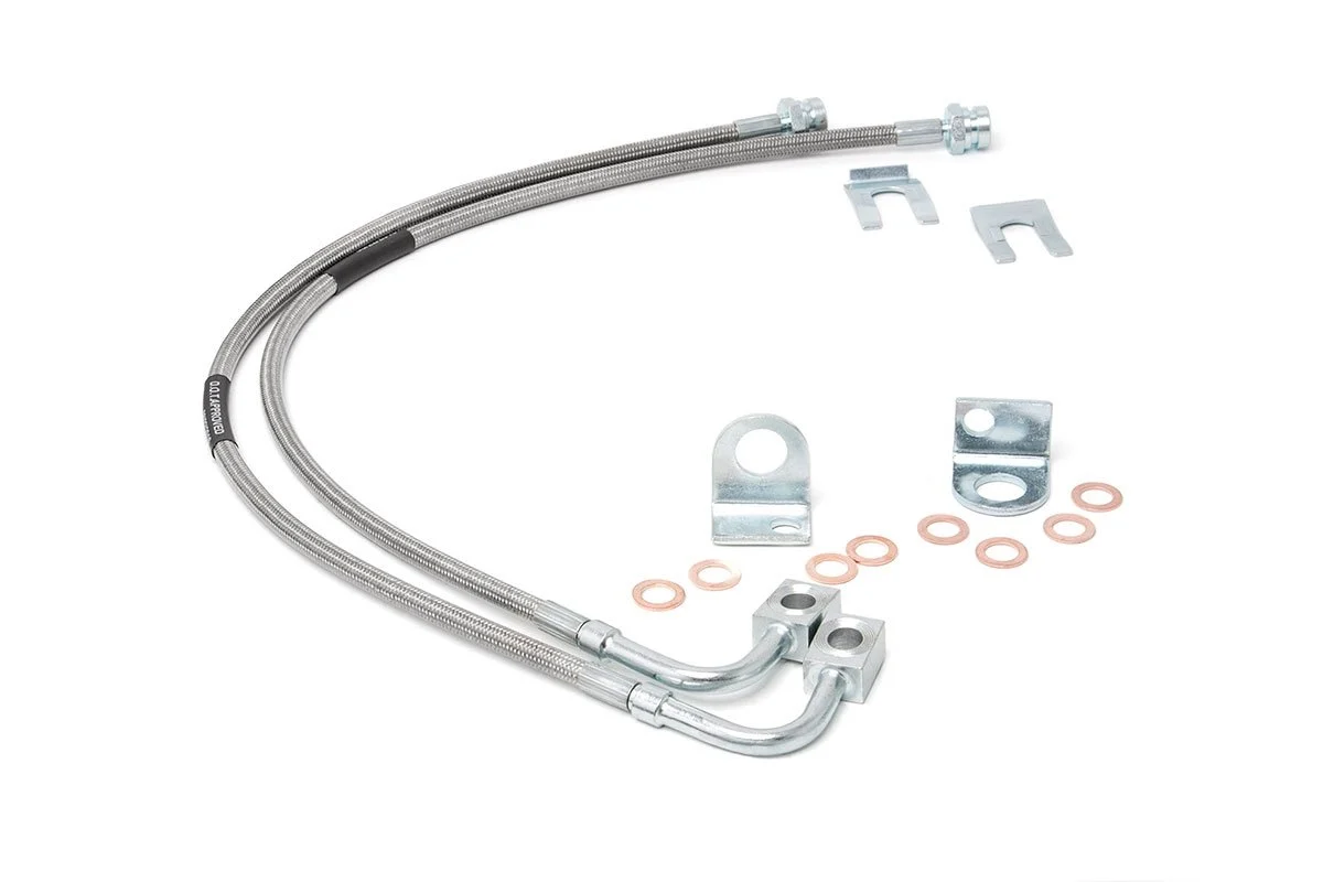 Rough Country 89708 Rear Stainless Steel Brake Lines for 07-18 Jeep Wrangler JK