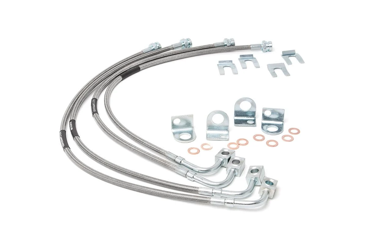 Rough Country 89716 Front & Rear Stainless Steel Brake Lines for 07-18 Jeep Wrangler JK