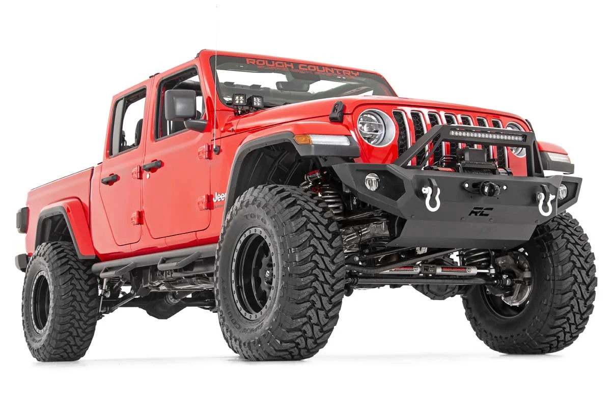 Rough Country  Quad LED Light Pod Kit for 18-20 Jeep Wrangler JL & Gladiator JT with Chrome Series Lights with White DRL for 18-26 Jeep Wrangler JL & Gladiator JT