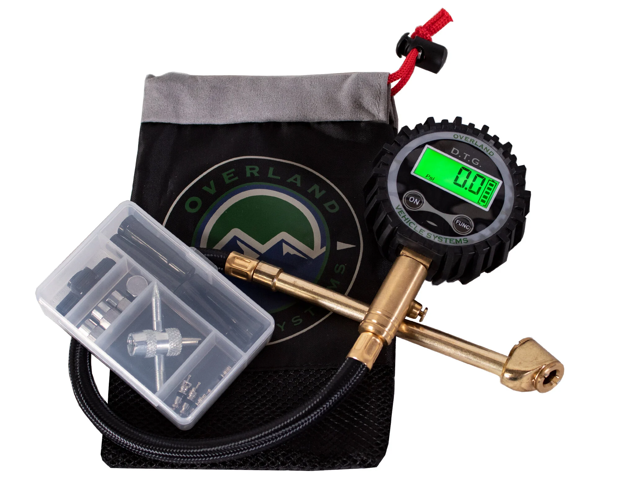 Up Down Air 12010001 Digital Tire Gauge with Valve Kit & Storage Bag
