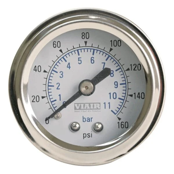 Viair  1.5" Single Needle Gauge 160 PSI without Light 160 PSI in White, No Light