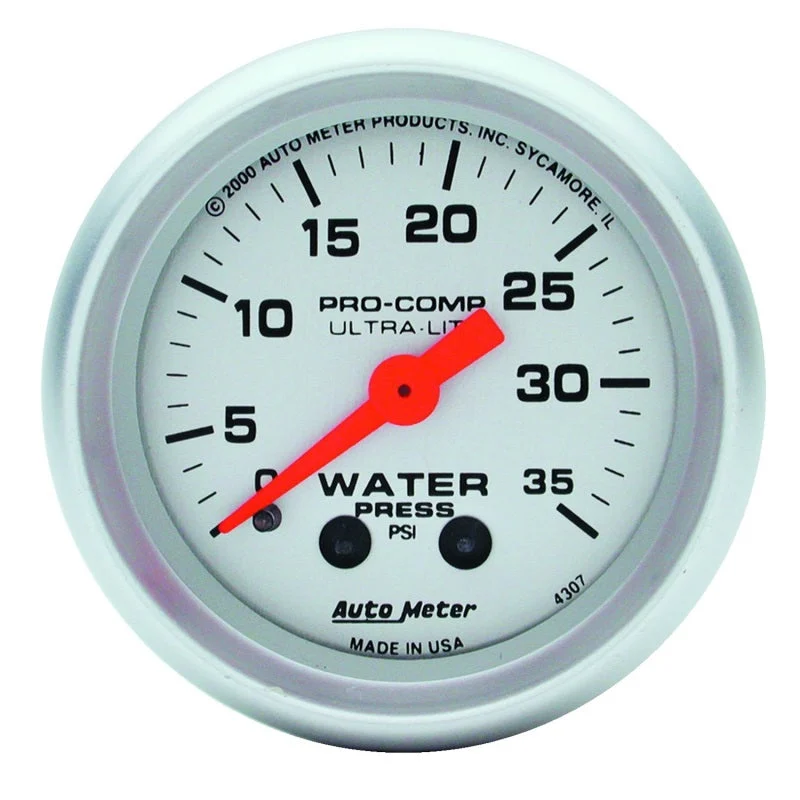 Autometer Ultra-Lite 52mm 35 PSI Mechanical Water Pressure Gauge