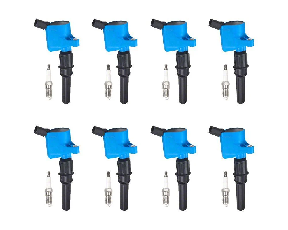 ACEON Ignition Coils with Spark Plugs; Blue (00-10 4.6L F-150)