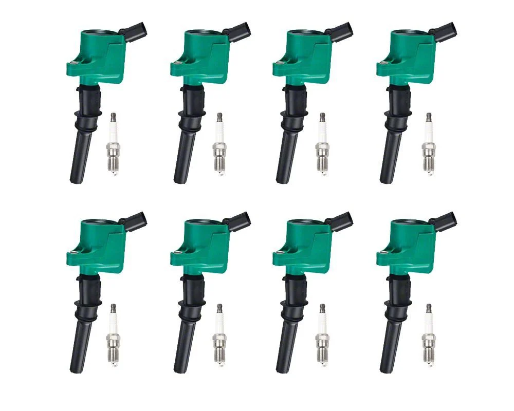 ACEON Ignition Coils with Spark Plugs; Green (00-10 4.6L F-150)