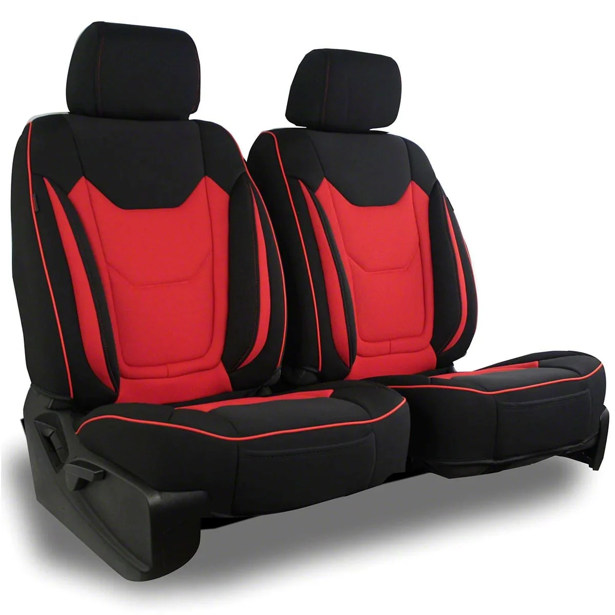 Airmesh Low Back Bucket Seat Covers with Memory Foam Booster; Black/Red (Universal; Some Adaptation May Be Required)