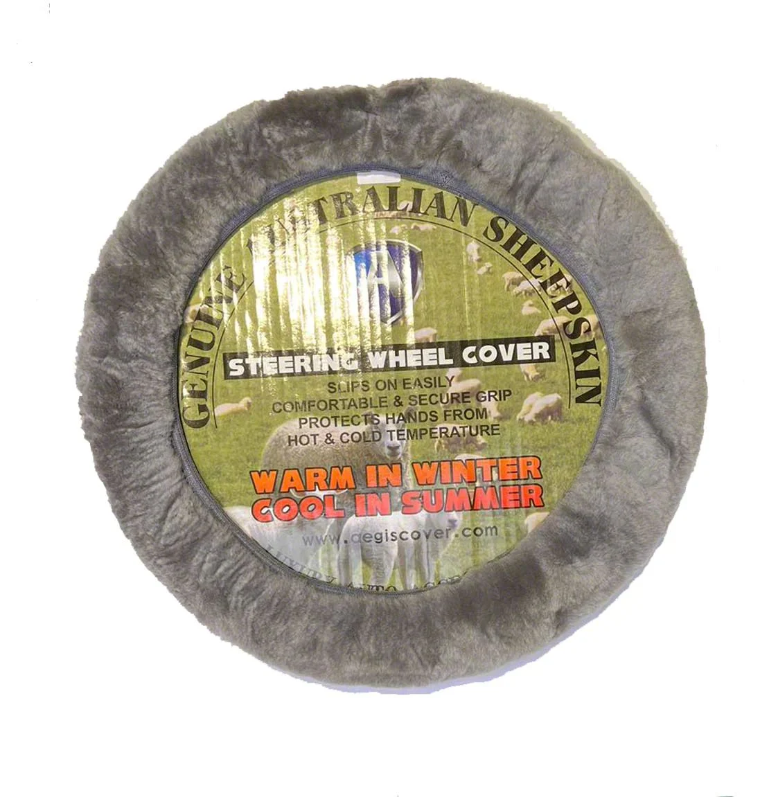 Sheepskin Steering Wheel Cover; Steel (Universal; Some Adaptation May Be Required)