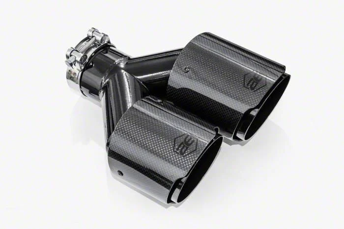 Aero Exhaust Dual Angle Cut Exhaust Tip; 4-Inch; Carbon Fiber; Driver Side (Fits 2.50-Inch Tailpipe)