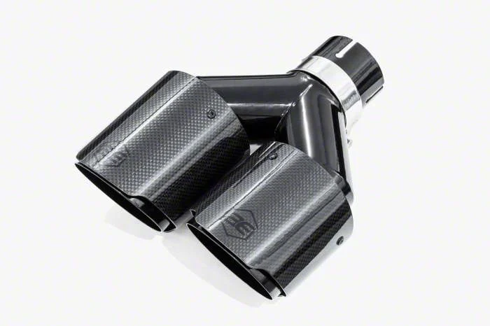 Aero Exhaust Dual Angle Cut Exhaust Tip; 4-Inch; Carbon Fiber; Passenger Side (Fits 2.50-Inch Tailpipe)
