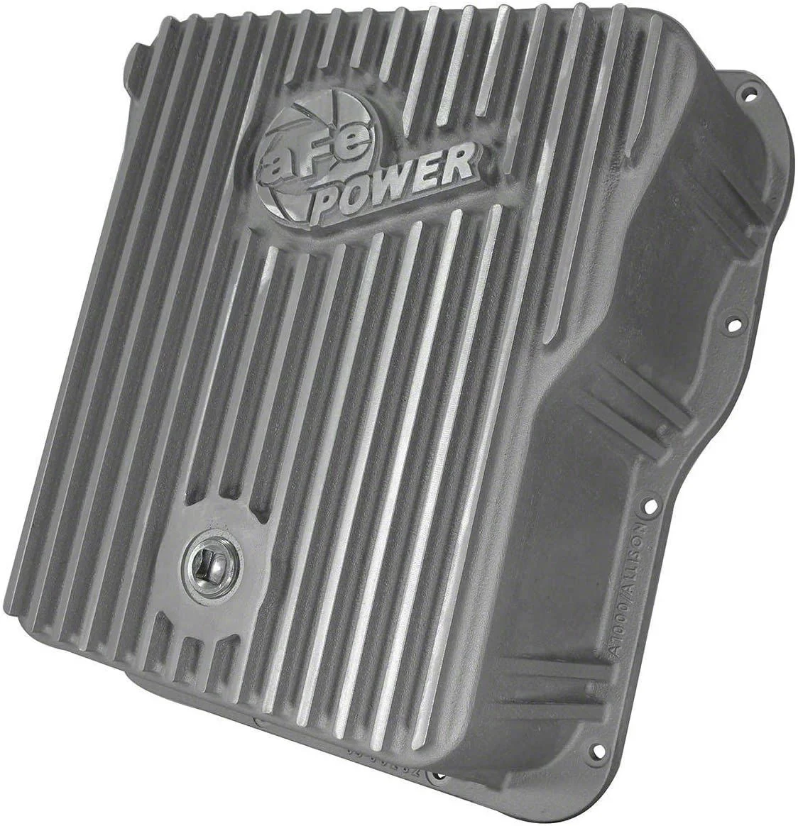 AFE Street Series Transmission Pan with Machined Fins; Raw (07-19 6.6L Duramax Sierra 2500 HD)