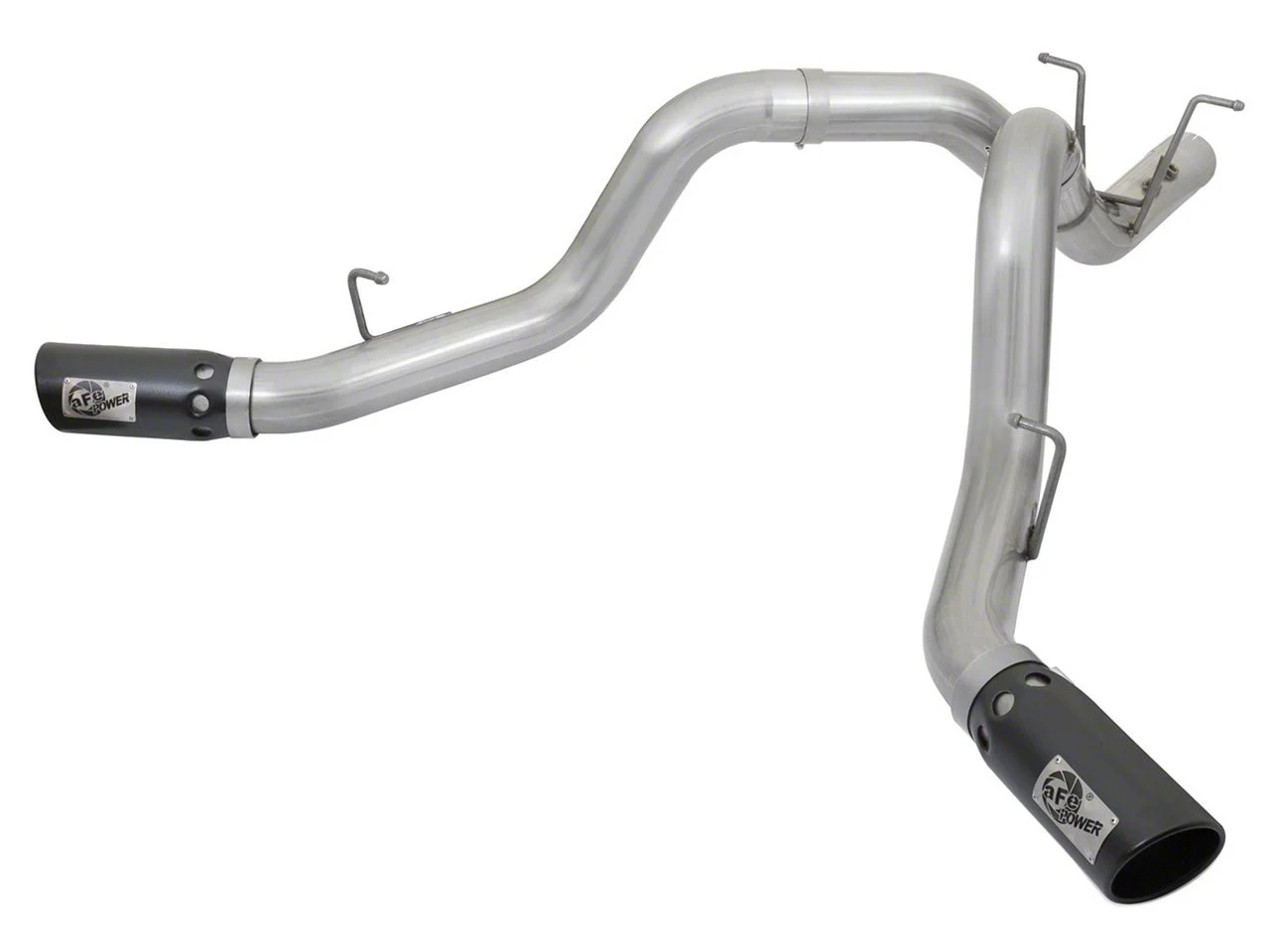 AFE ATLAS 4-Inch DPF-Back Dual Exhaust System with Black Tips; Side Exit (17-19 6.6L Duramax Sierra 3500 HD)