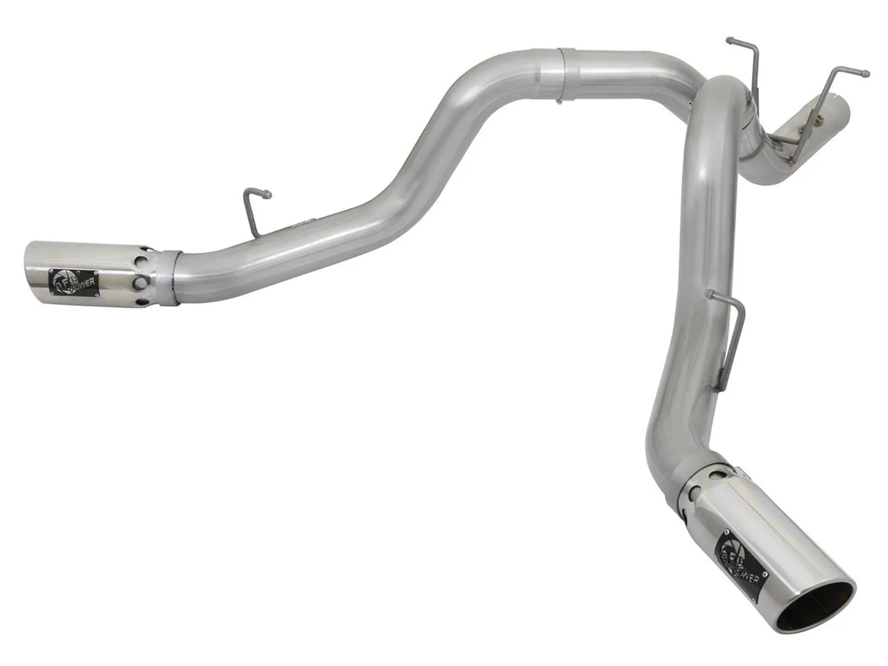 AFE ATLAS 4-Inch DPF-Back Dual Exhaust System with Polished Tips; Side Exit (17-19 6.6L Duramax Sierra 3500 HD)