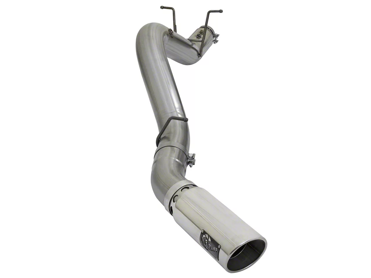 AFE Large Bore-HD 5-Inch DPF-Back Single Exhaust System with Polished Tip; Side Exit (17-19 6.6L Duramax Sierra 3500 HD)