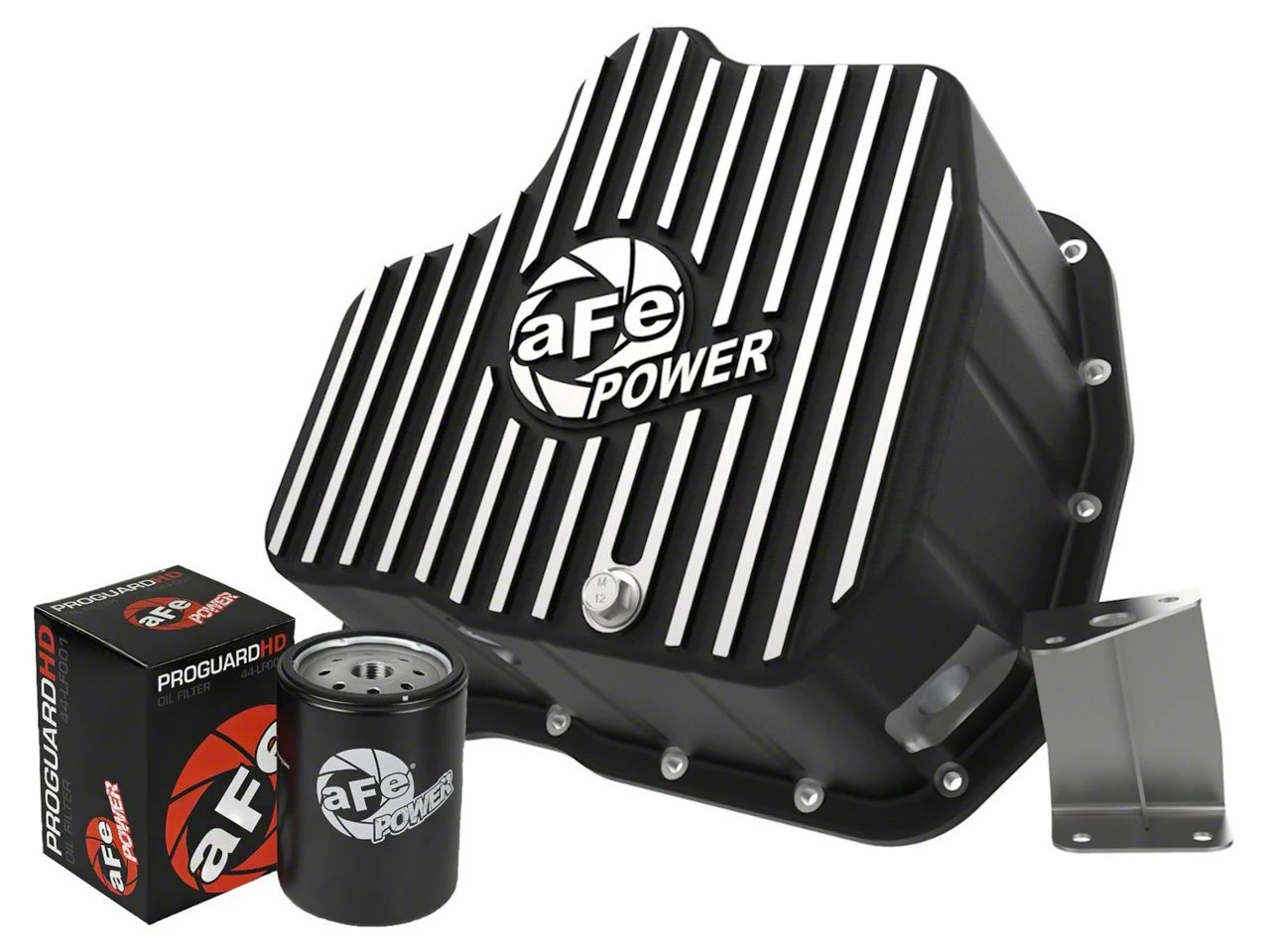 AFE Pro Series Deep Engine Oil Pan with Machined Fins; Black (07-10 6.6L Duramax Sierra 3500 HD)