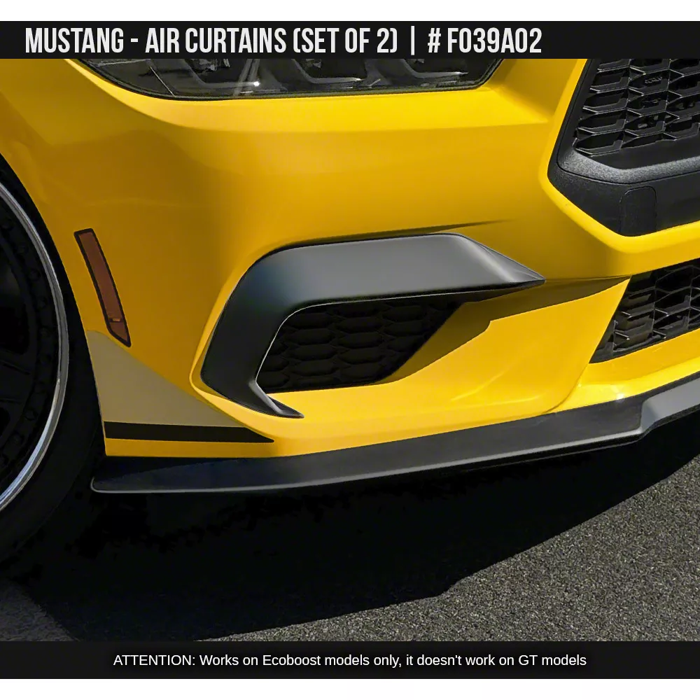 Air Design Front Air Curtains; Satin Black (24-26 Mustang EcoBoost)