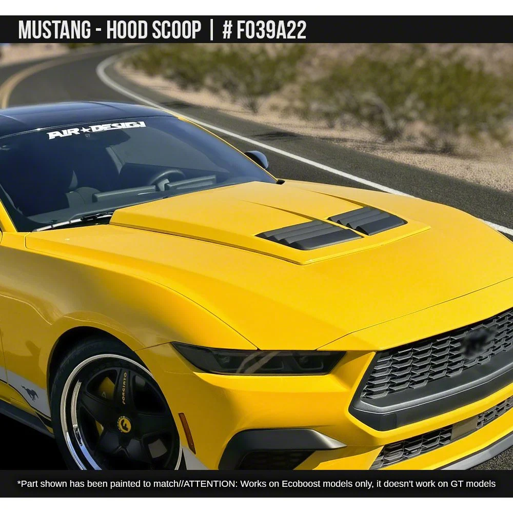 Air Design Hood Scoop; Satin Black (24-26 Mustang EcoBoost)