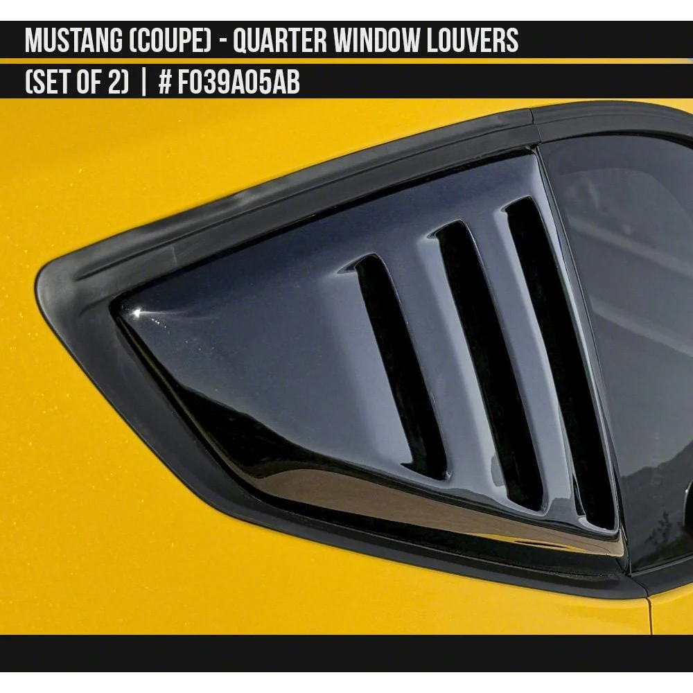 Air Design Quarter Window Louvers; Satin Black (24-26 Mustang Fastback)