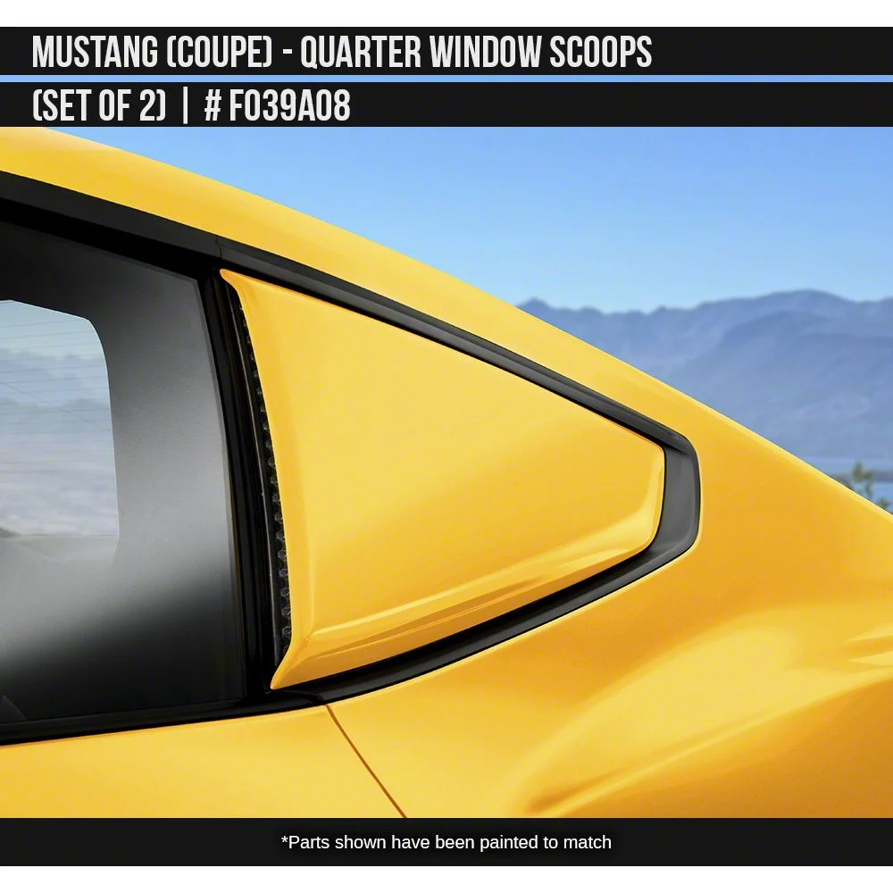 Air Design Quarter Window Scoops; Race Red (24-26 Mustang Fastback)